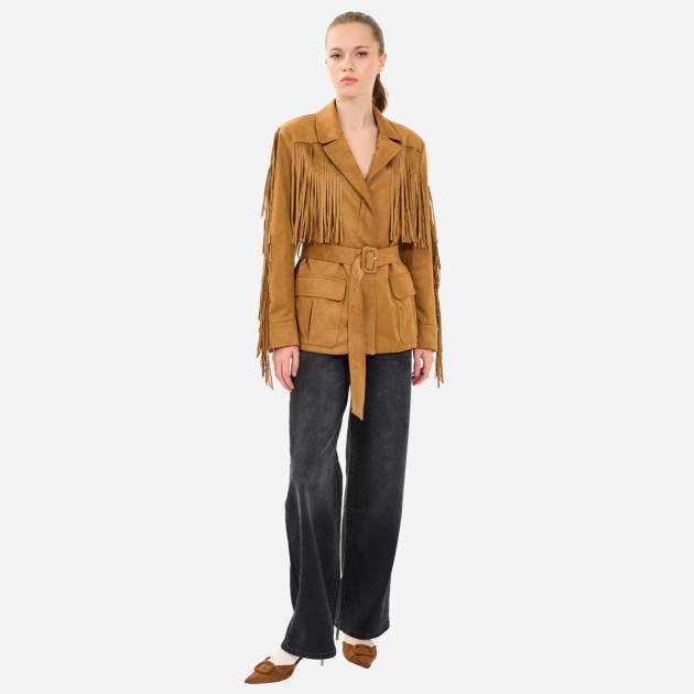 Püsküllü, Kemerli, Süet Ceket