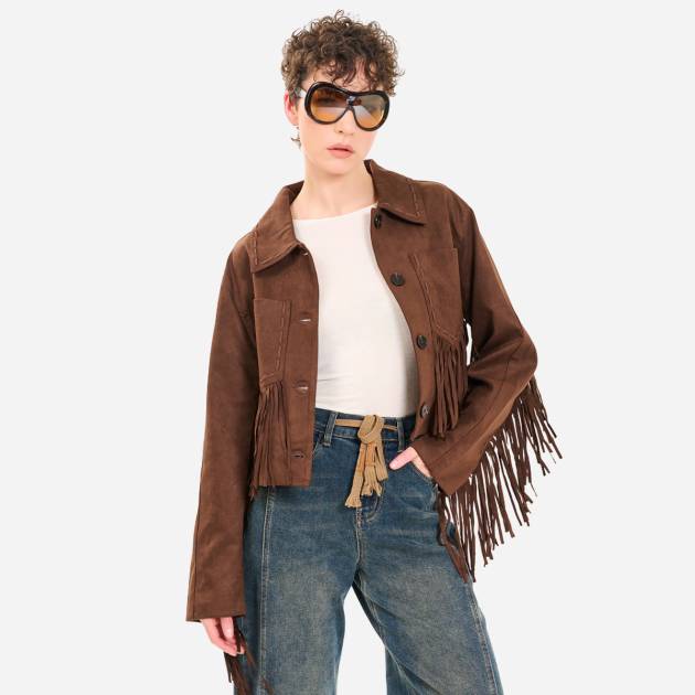 Cebi Püsküllü Süet Ceket