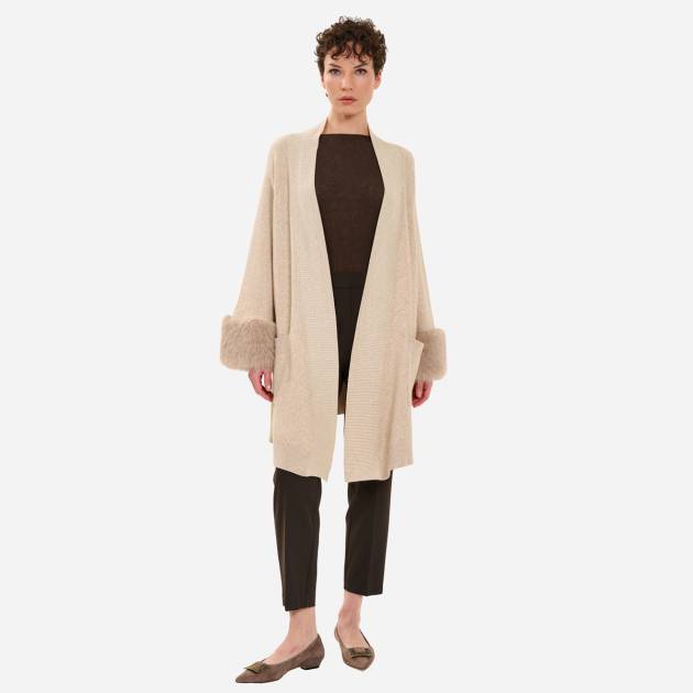 Kürk Detaylı Triko Hırka