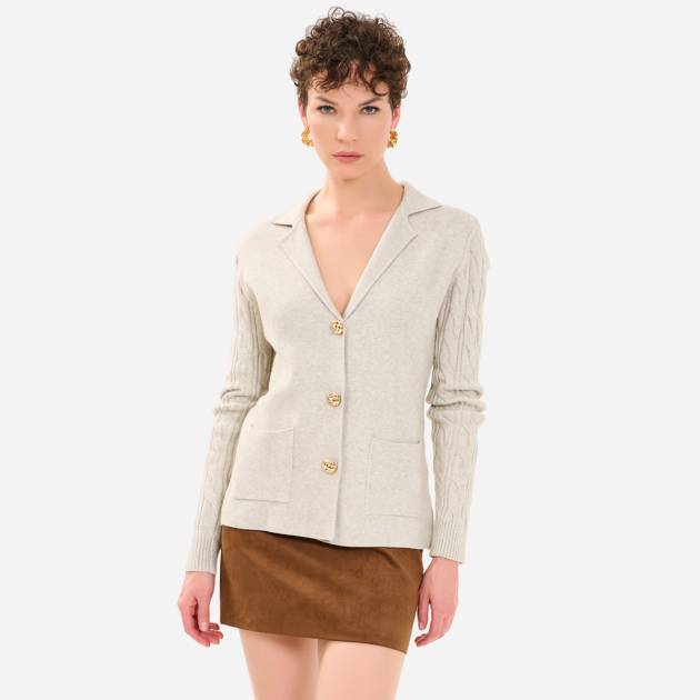 Knitted Jacket with Knitted Sleeves