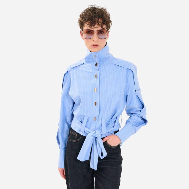 Bel ve Kol Detaylı Kısa Gömlek