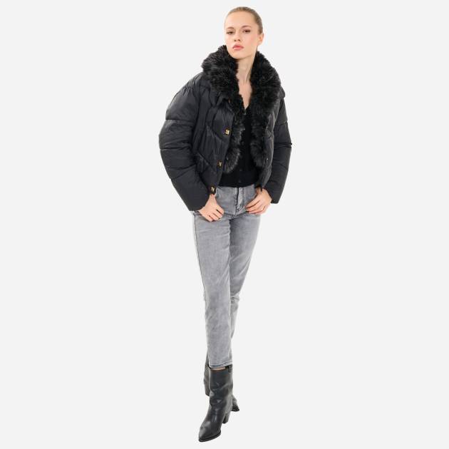 Kürk Yakalı Kısa Şişme Mont