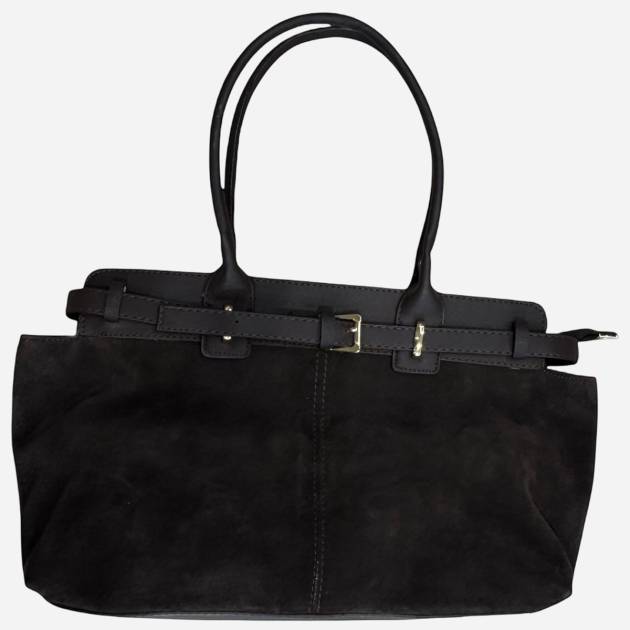 Buckled, Belt Detailed Suede Bag