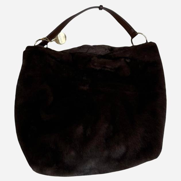 Fur Hand & Shoulder Bucket Bag