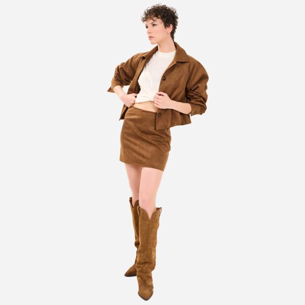 Suede, Slightly Flared Mini Skirt