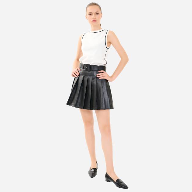 Leather Pleated Skort