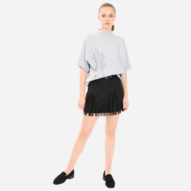 Fringed Suede Mini Skirt